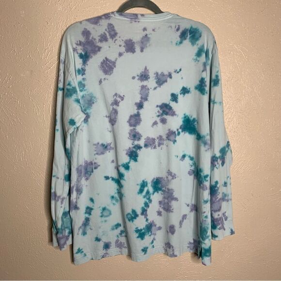 PINK Embroidered Tie Dye Campus Long Sleeve Tee blue purple - Picture 4 of 9